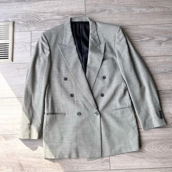Vintage Terzo Uomo Pure Wool Houndstooth Double Breasted Blazer  Sports Jacket - Picture 3 of 16